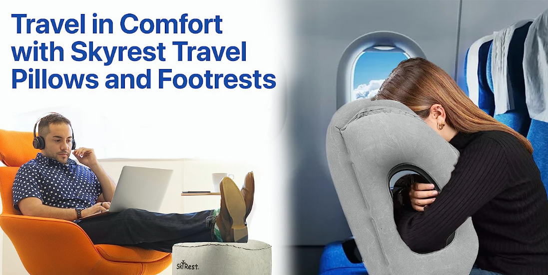 Sleep Comfortably Economy Flight With an Inflatable Travel Pillow Skyrest